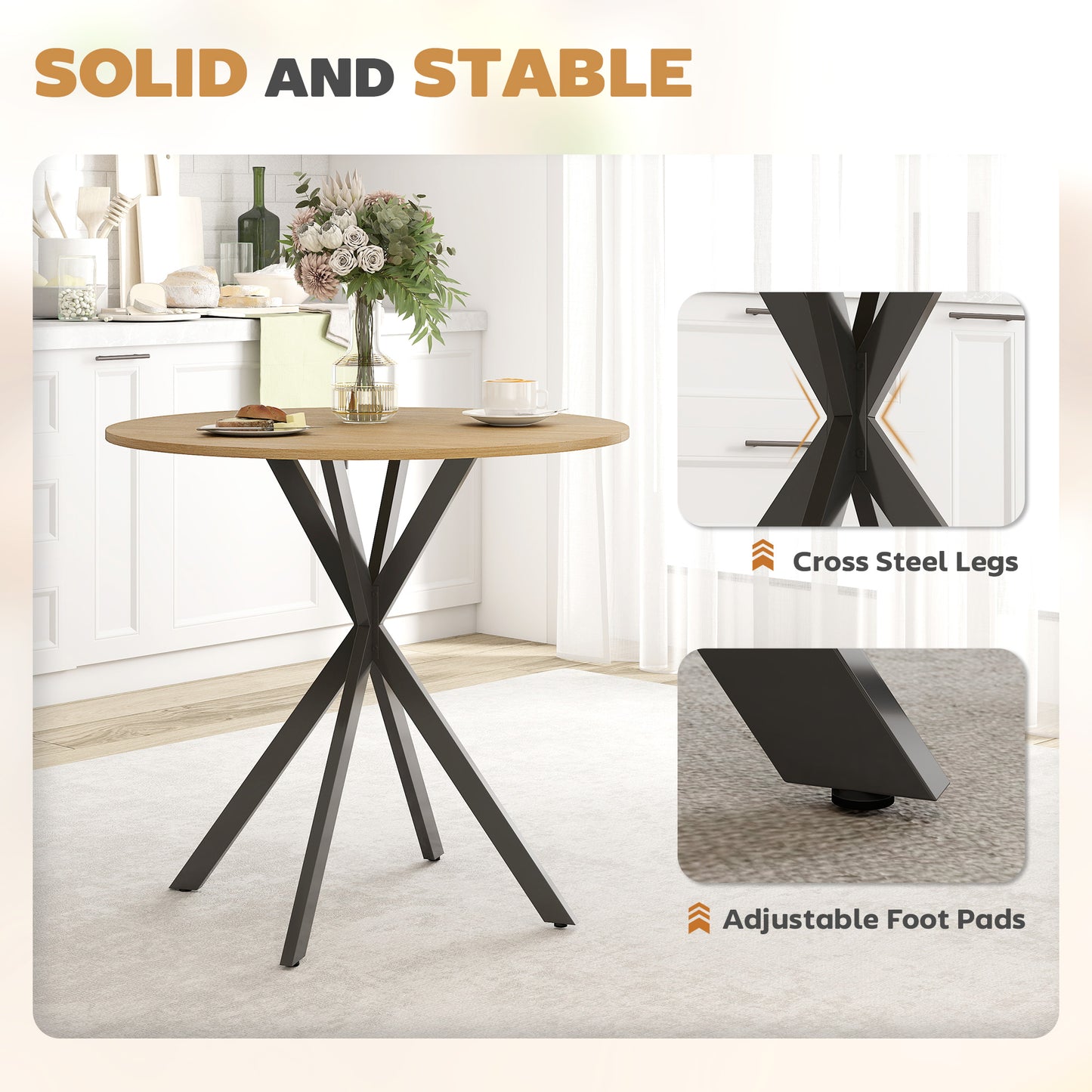 Table ronde industrielle compacte 80 cm