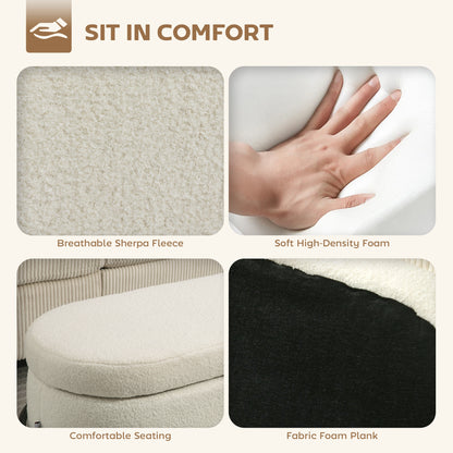 Banc de rangement en molleton sherpa avec pieds en acier