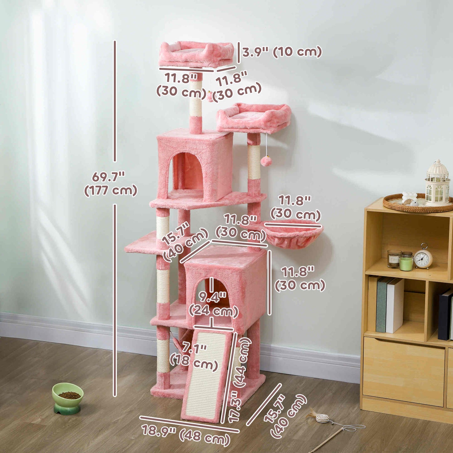 Arbre à chat multi-niveaux 177 cm avec condos et hamac