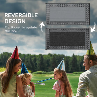 Tapis extérieur portable réversible 274 x 549 cm — noir