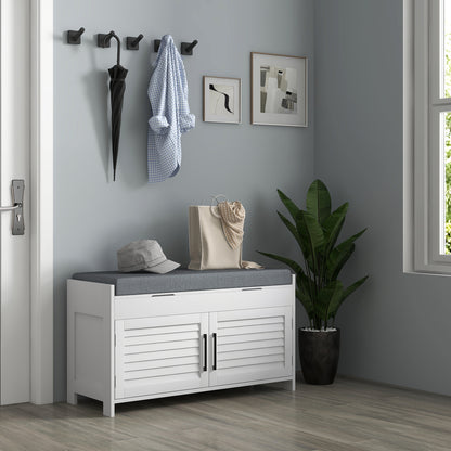 Banc d'entrée avec rangement caché et coussin