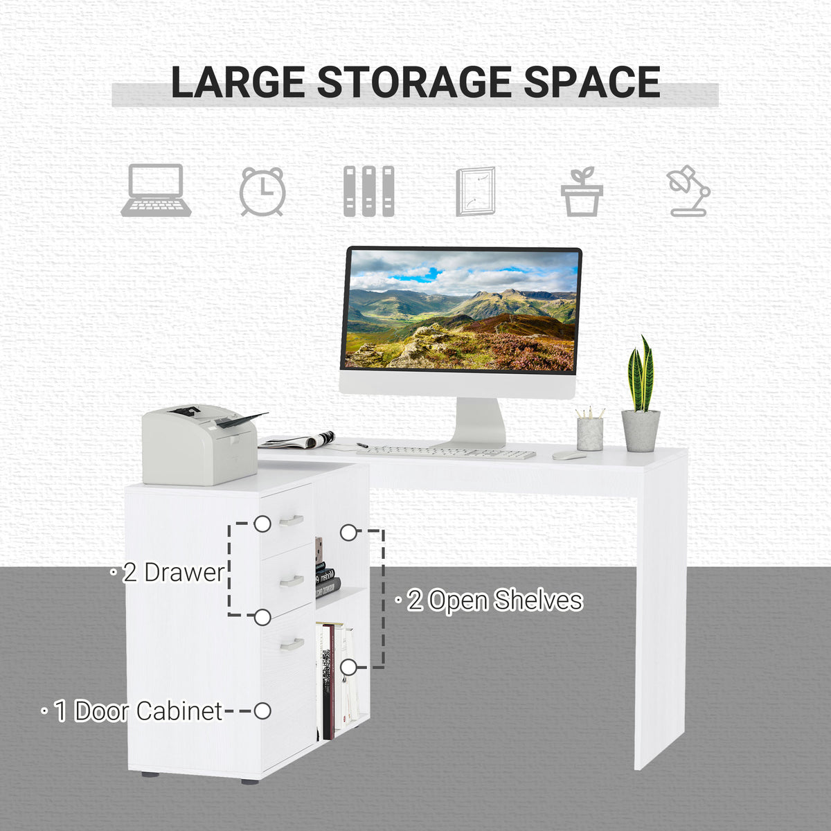 Bureau d'ordinateur en L convertible