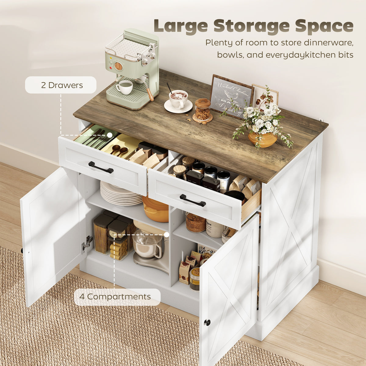 Îlot de cuisine avec espace repas et rangement