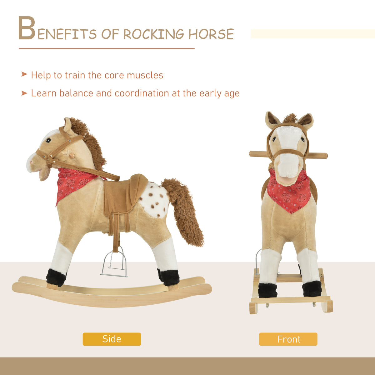 Cheval à bascule en peluche pour enfants son réaliste