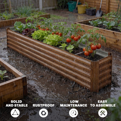 Outsunny Galvanized Raised Garden Bed 240x40x45cm Outdoor Garden