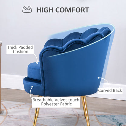 Fauteuil d'appoint en velours pattes métalliques