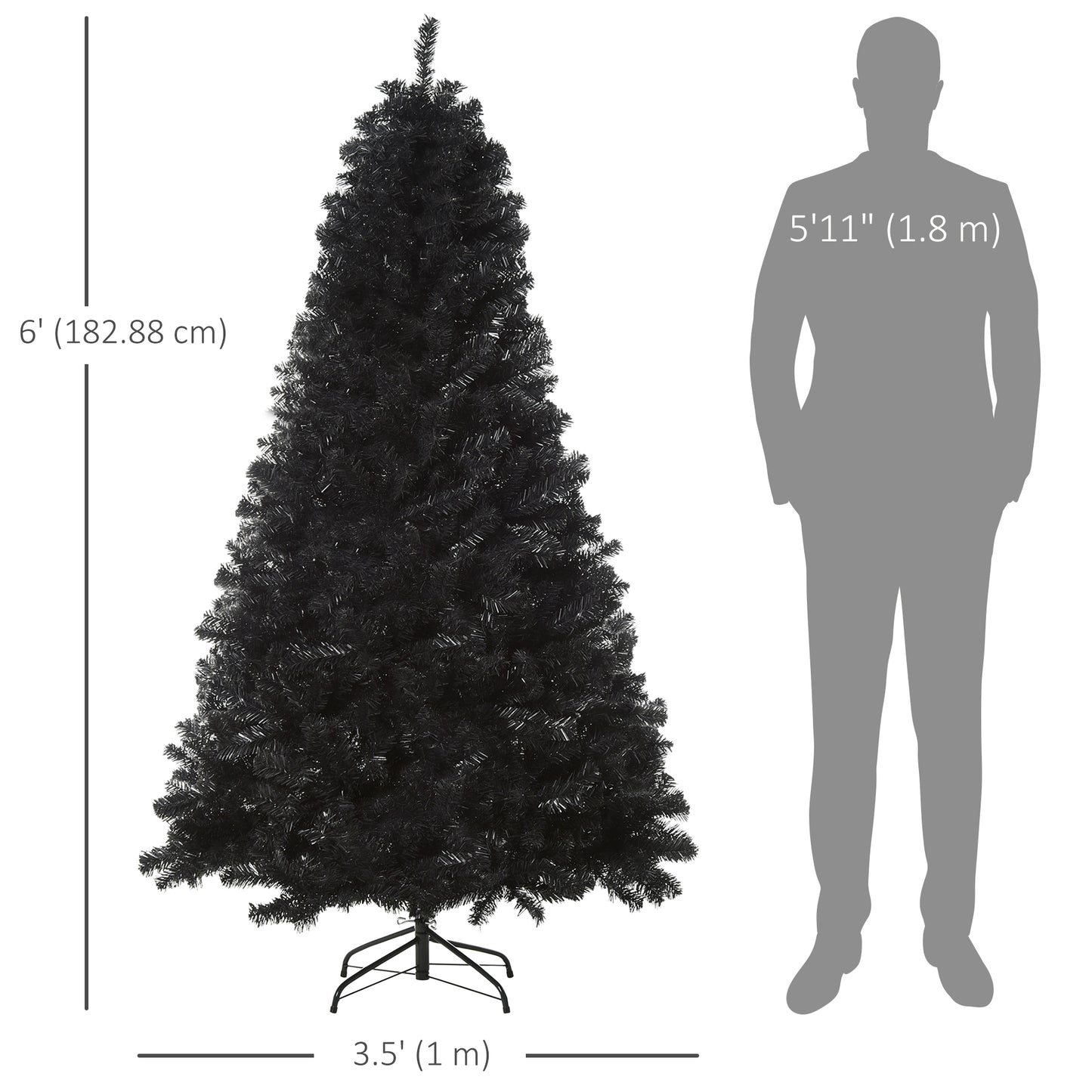 Sapin de Noël artificiel 6 pi Douglas réaliste — noir