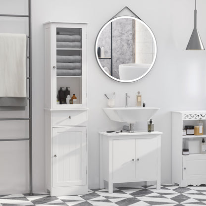 Armoire salle de bain haute avec tiroir et portes