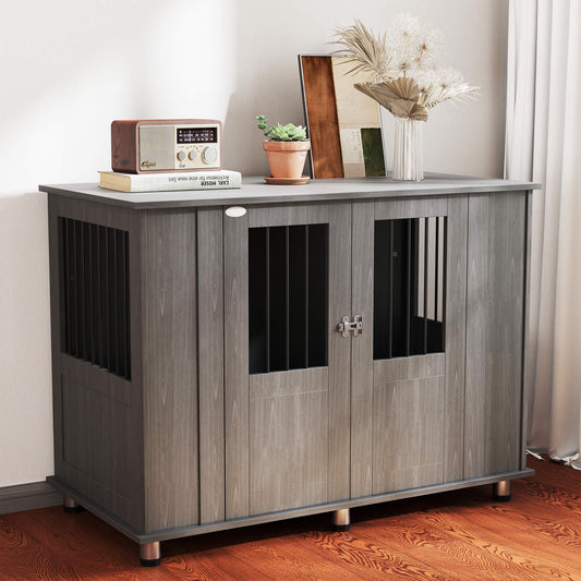 Meuble cage chien porte magnétique verrouillable