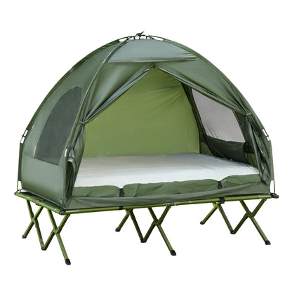 Ensemble camping tente-lit surélevé 2 personnes avec matelas