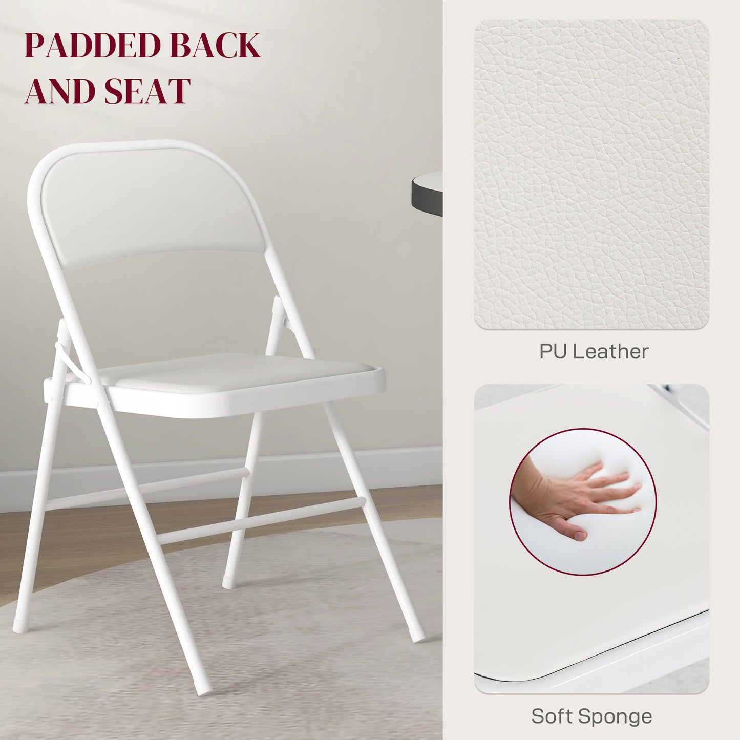Chaises pliantes rembourrées en similicuir — lot de 2
