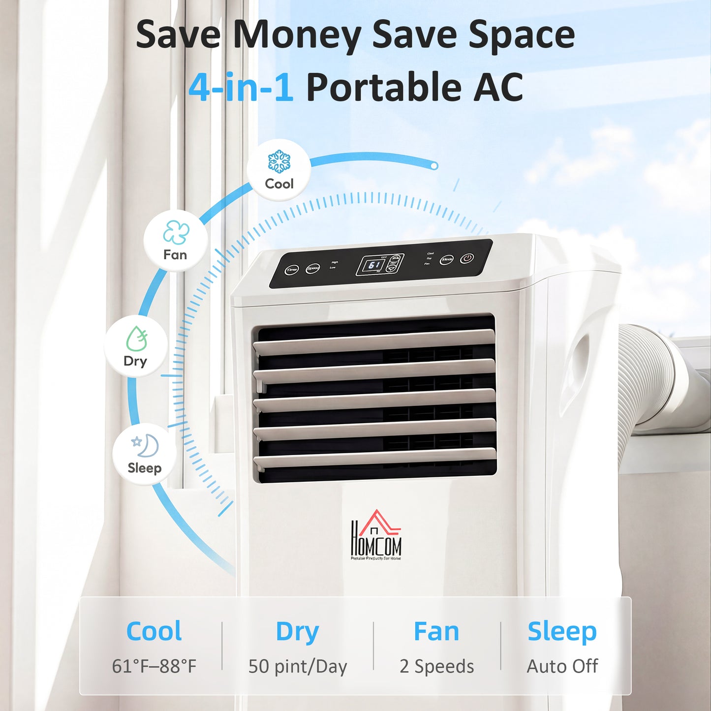 Climatiseur portable 10 000 BTU multifonction avec minuterie