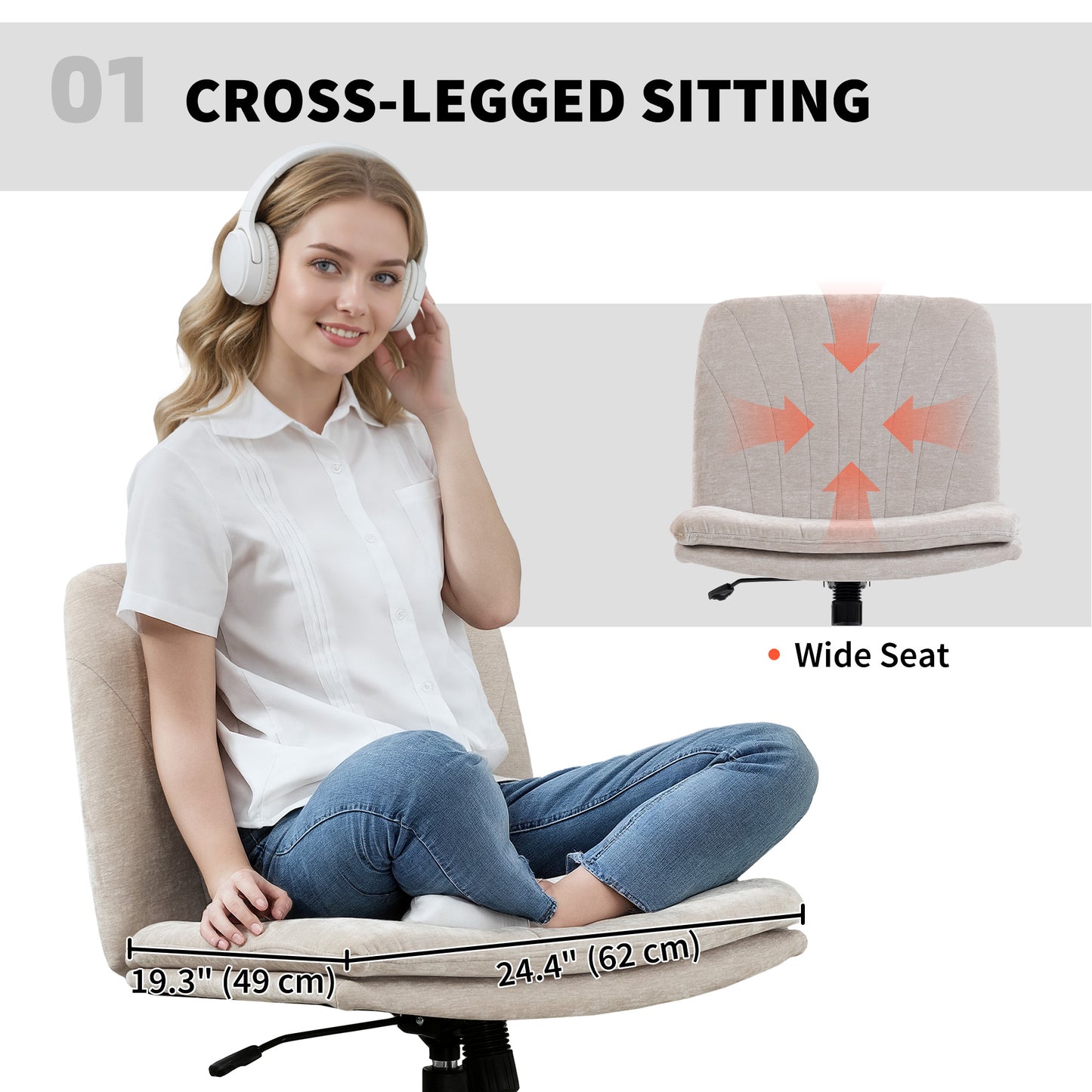 Chaise de bureau criss cross large sans accoudoirs réglable