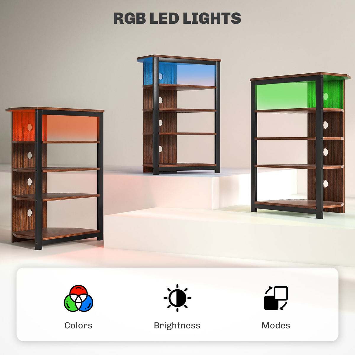 Meuble TV d'angle LED avec rangement