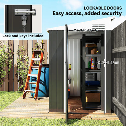 Remise de rangement extérieure verticale à double porte