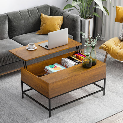Table basse plateau relevable avec rangement caché