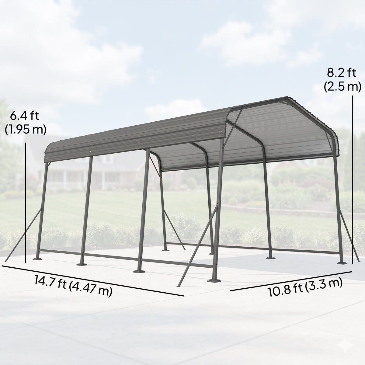 Abri auto métal robuste 10 x 15 pi toit gable