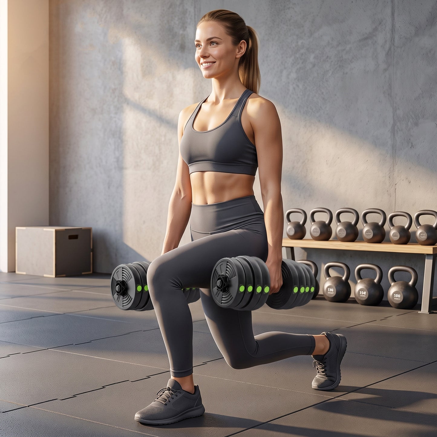 Ensemble haltères et barre 2-en-1 ajustable 30 kg