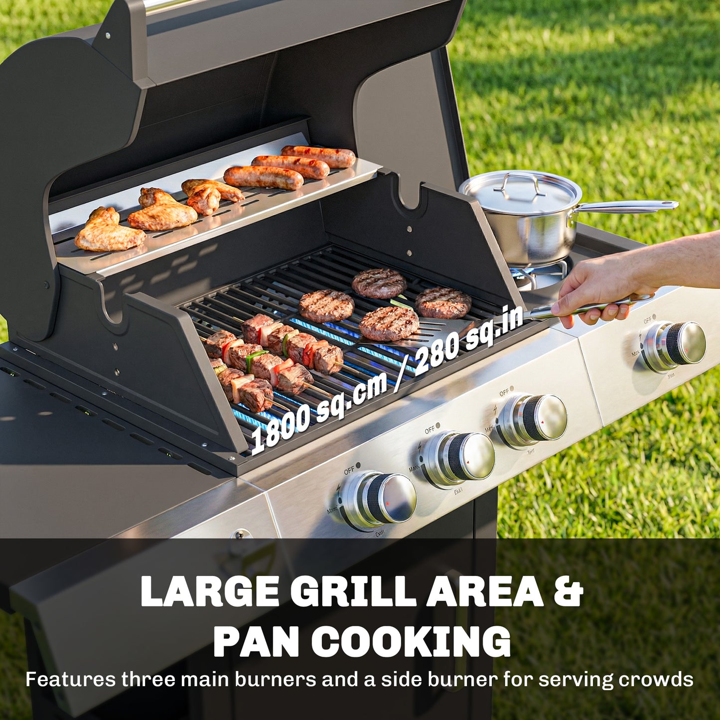 BBQ au propane 3 brûleurs avec brûleur latéral 36000 BTU
