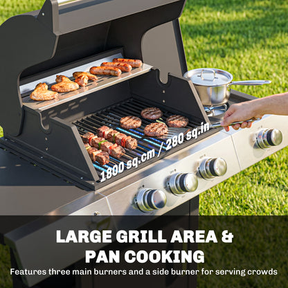 BBQ au propane 3 brûleurs avec brûleur latéral 36000 BTU