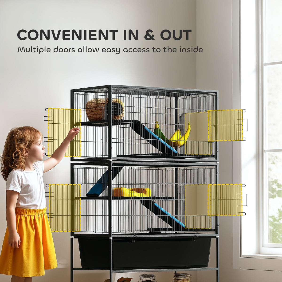 Cage pour petits animaux sur roulettes 150.5 cm