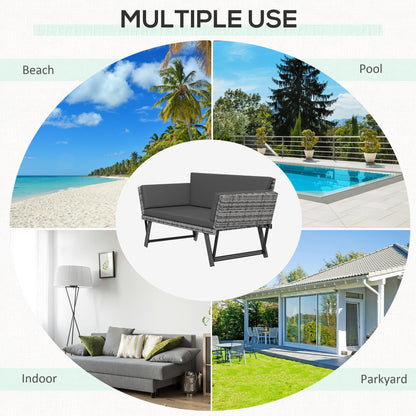 Causeuse convertible en osier pour patio — gris