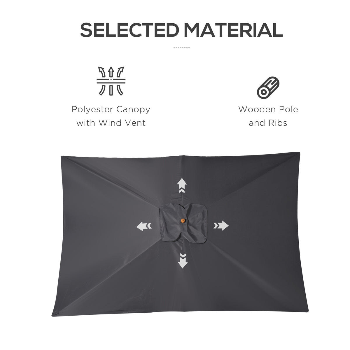 Parasol rectangulaire bambou 213 x 305 cm