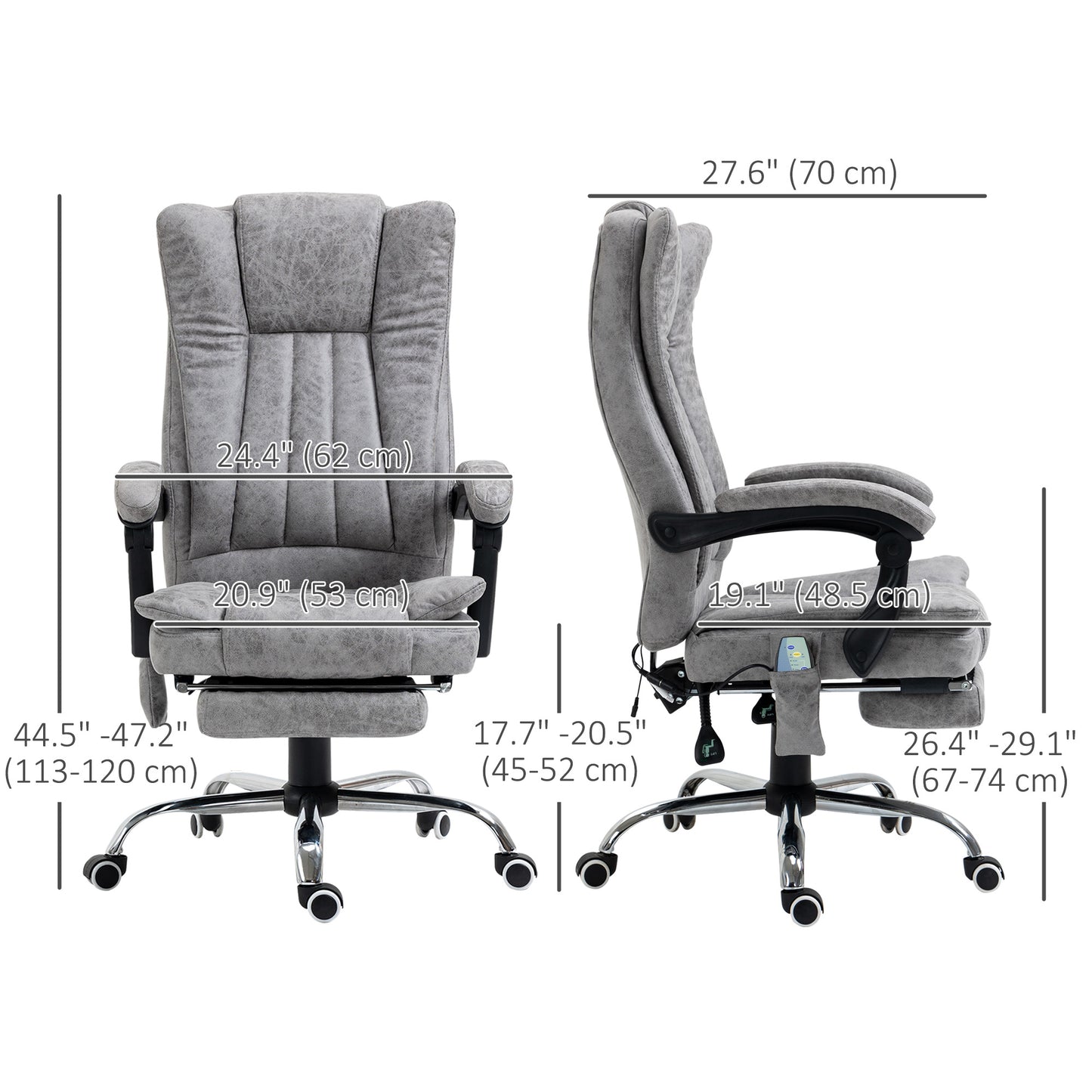 Fauteuil bureau massage vibrant repose-pieds rétractable