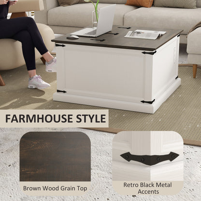 Table basse relevable avec station de recharge et rangement