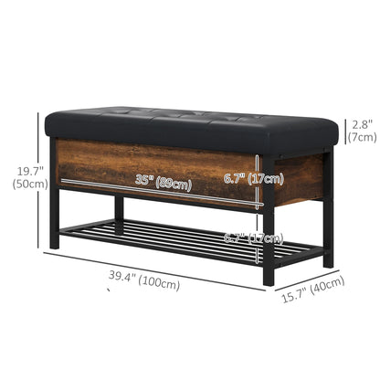 Banc coffre avec rangement à chaussures et siège rembourré