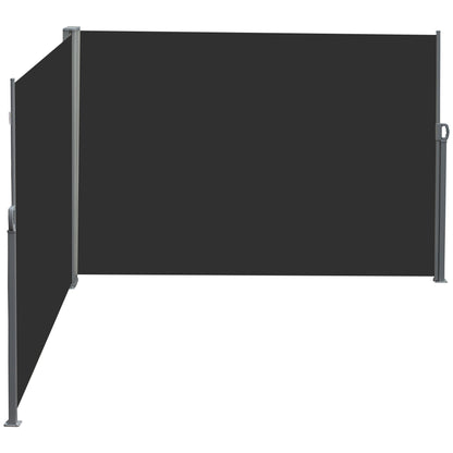 Parasol Rétractable Double 600cm Outsunny - Brise-Vue Patio Noir