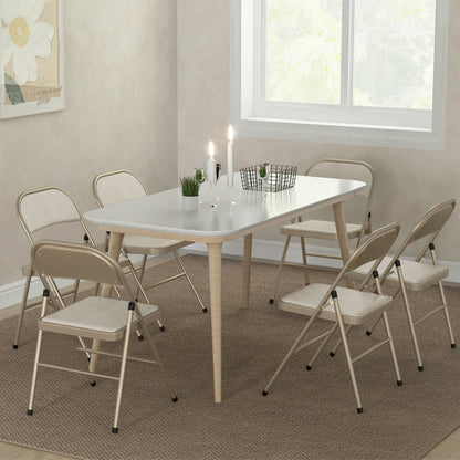 Chaises pliantes rembourrées en métal — ensemble de 6