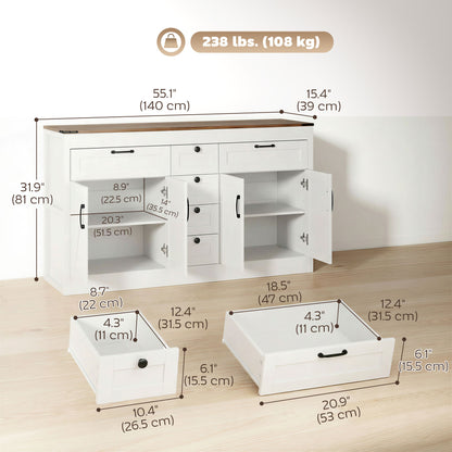 Buffet bahut style fermette 4 portes grange 6 tiroirs
