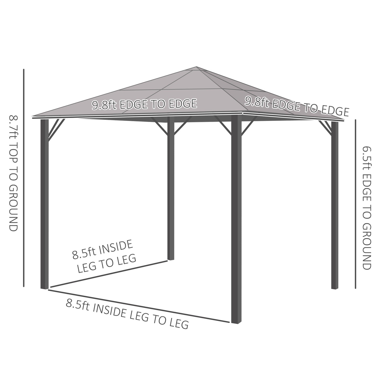 Gazebo aluminium toit rigide avec rideaux et moustiquaires