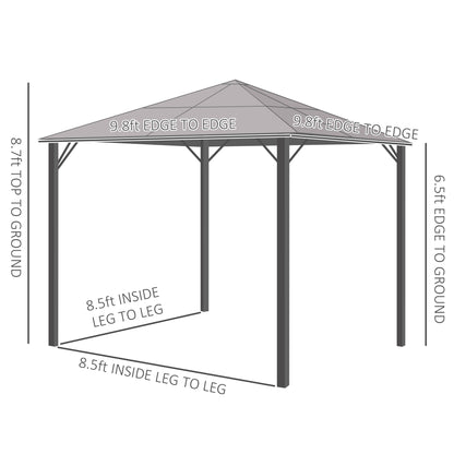 Gazebo aluminium toit rigide avec rideaux et moustiquaires