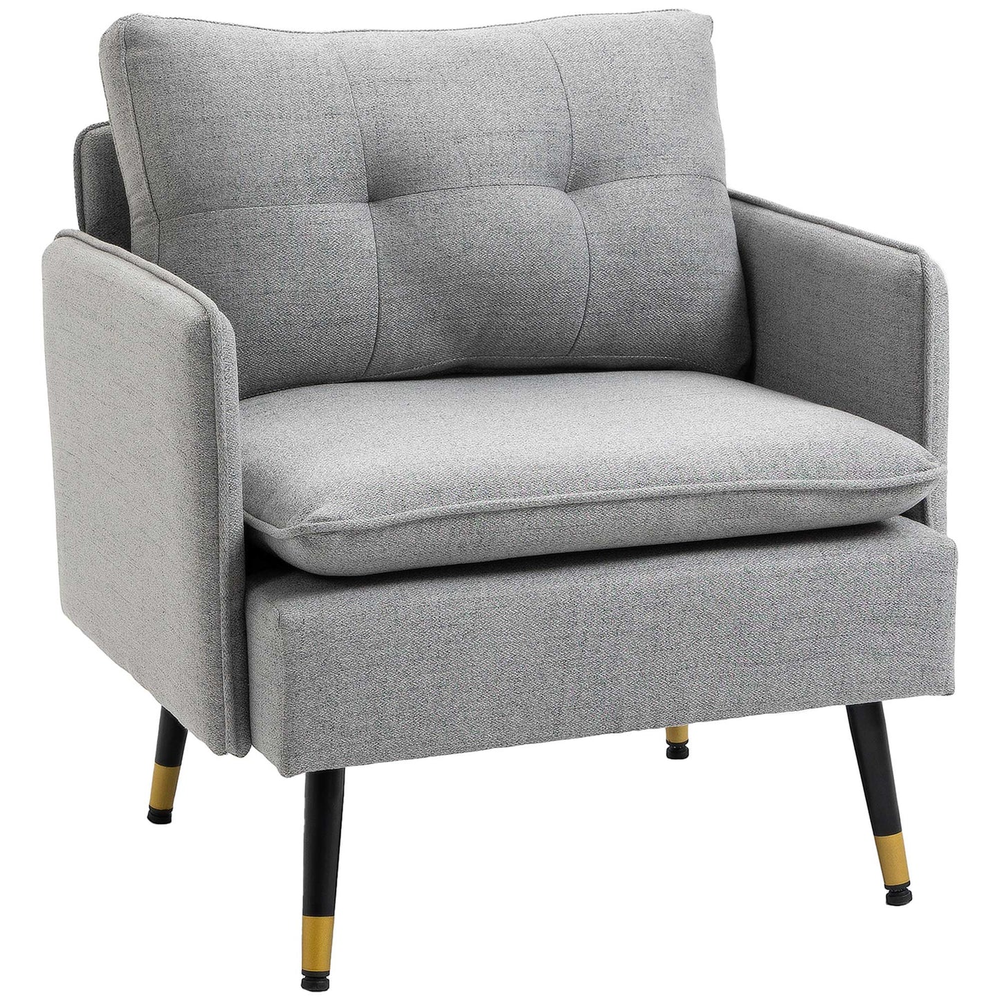 Fauteuil d'accent rembourré dossier capitonné pieds acier