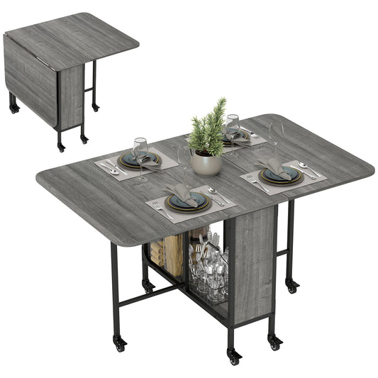 Table à manger pliante extensible avec tablette et roulettes