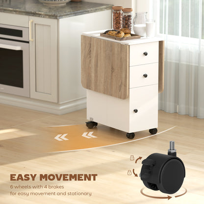 Table à manger pliante escamotable avec rangement — Roulettes