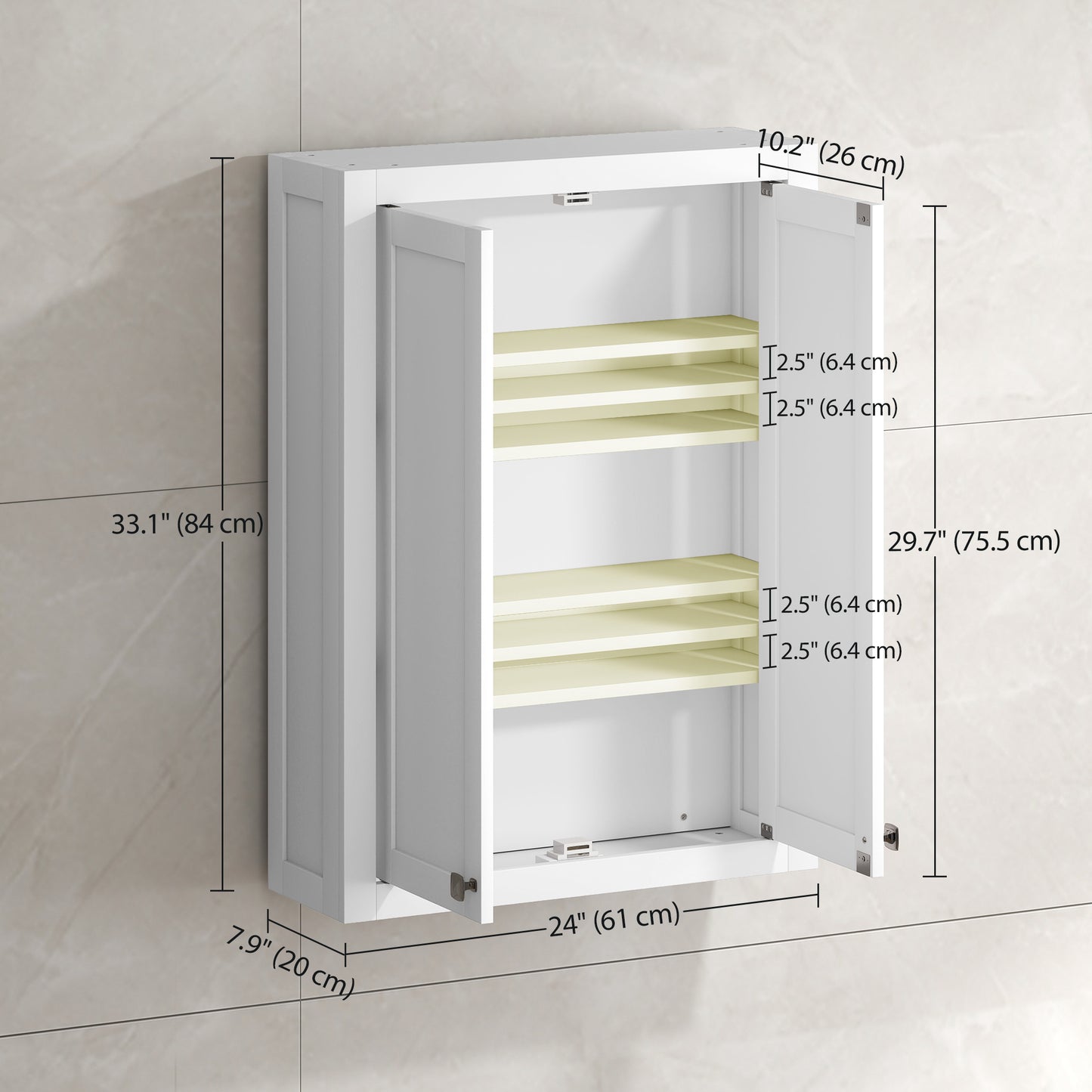 Armoire murale salle de bain 2 portes ajustable