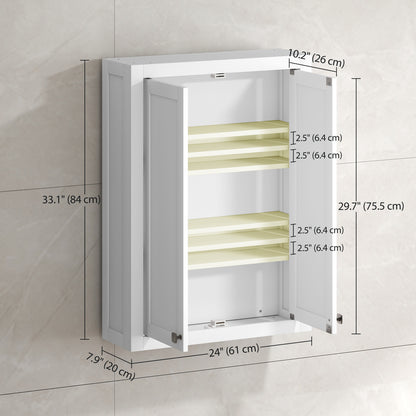 Armoire murale salle de bain 2 portes ajustable