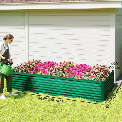Outsunny 240x120x60cm Raised Garden Bed - Black Galvanized Planter