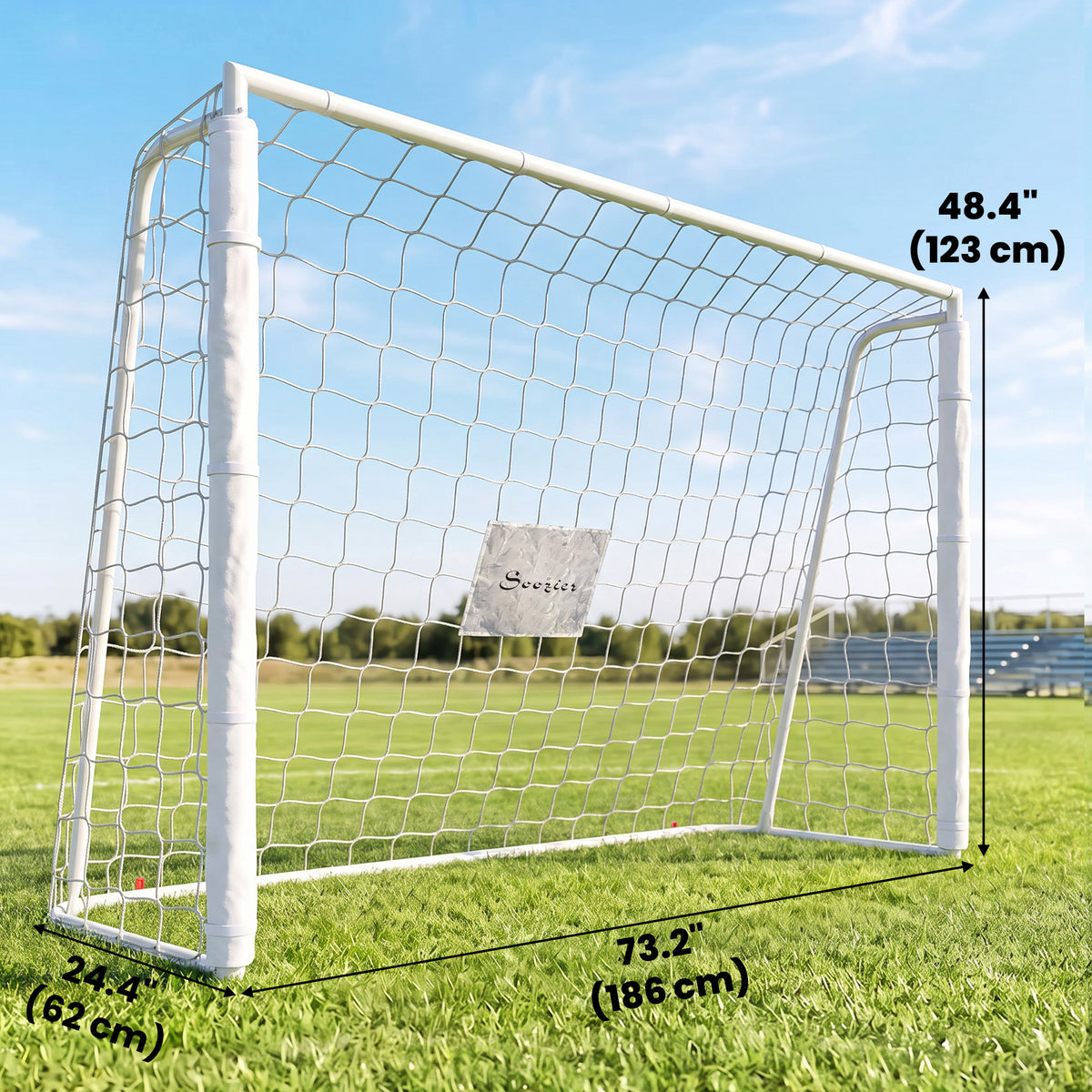 But de soccer avec cadre en acier