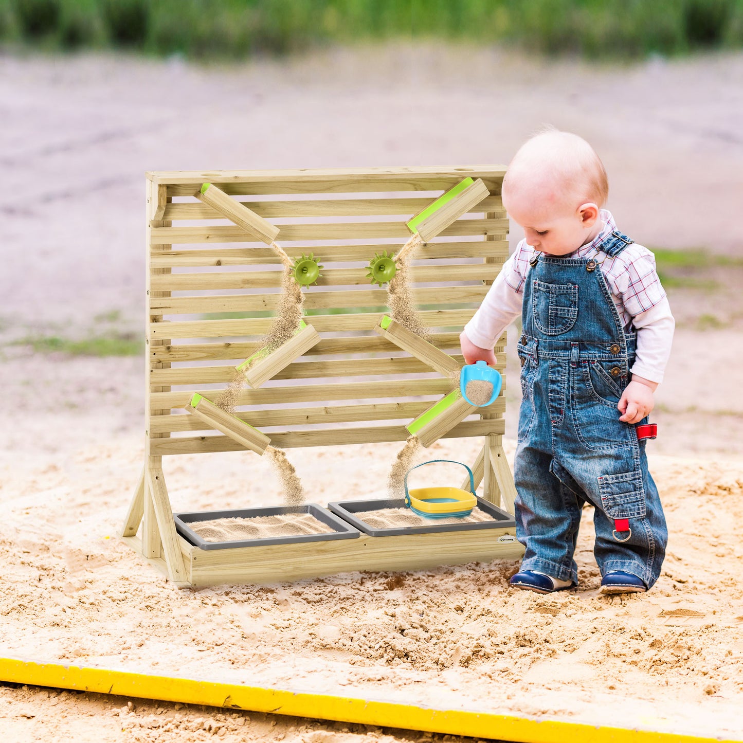 Aire de jeu sable et eau en bois 18 accessoires