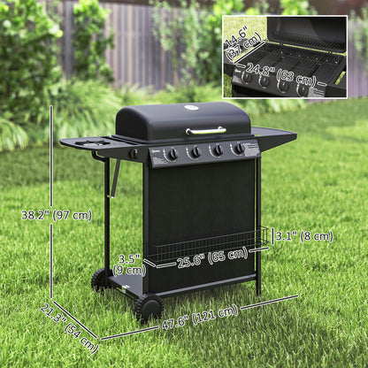 BBQ au propane 5 brûleurs avec brûleur latéral