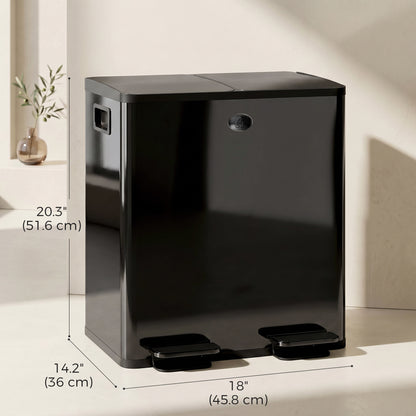 Poubelle double inox à pédale fermeture douce