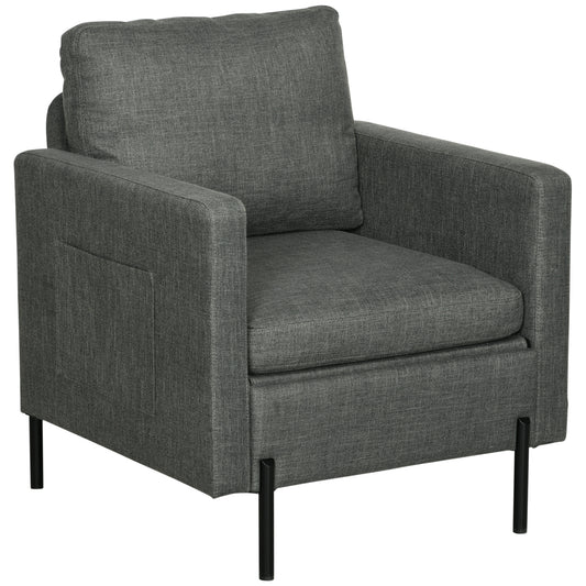 Fauteuil d'appoint rembourré avec poches latérales