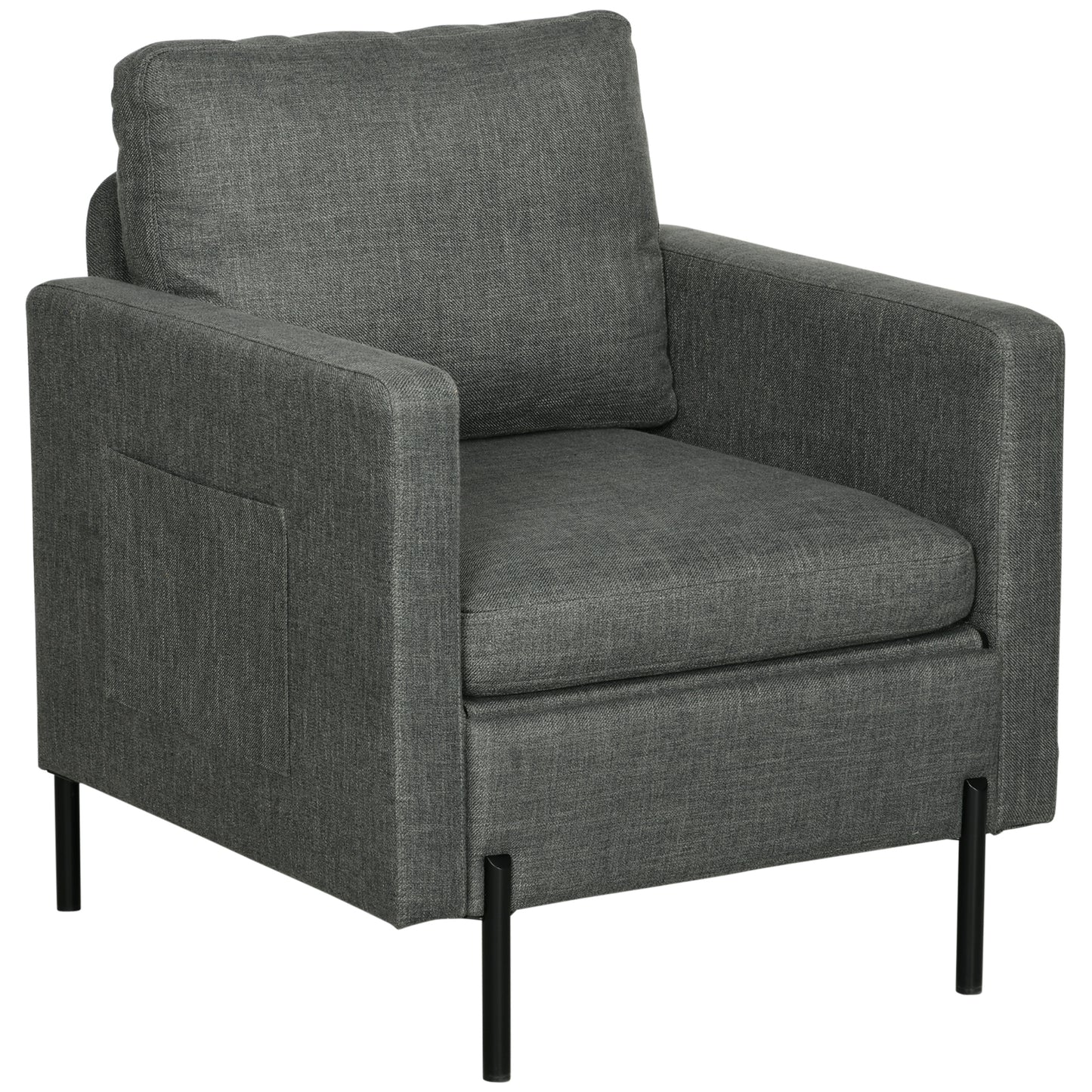 Fauteuil d'appoint rembourré avec poches latérales