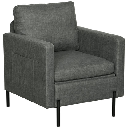 Fauteuil d'appoint rembourré avec poches latérales