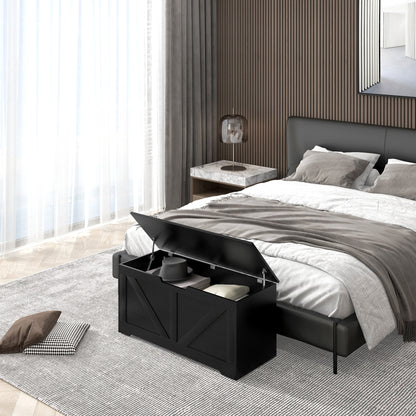 Coffre de rangement spacieux avec charnières sécurisées 100 cm — Grain de bois noir