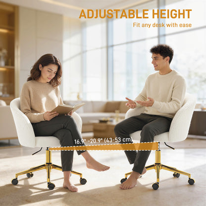 Chaise de bureau en teddy fleece pivotante réglable